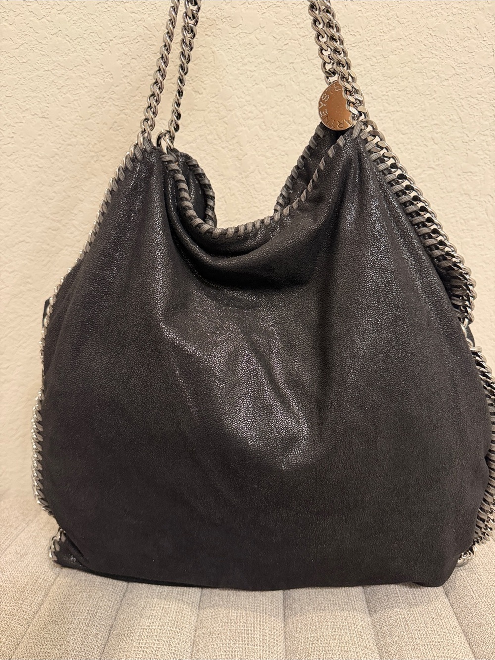 Stella McCartney Black Chain-Trim Shoulder Tote with Pouch